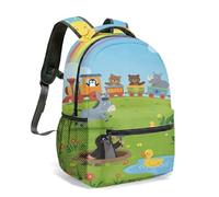 Animal Train Backpack 40cm All-over Print Cartoon Rainbow Rucksack for Kids Colorful Lion Elephant Giraffe Flamingo Monkey Durable School Bag (02)