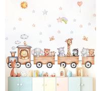 Animal Train Wall Stickers Nursery Wall Stickers Hot Air Balloon Animals Elephant Giraffe Safari Wall Stickers Children's Room and Nursery Wall Decorations