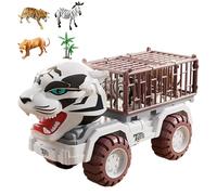 Animal Truck Set - Animal Transport Car, Construction Vehicle, Cute Cartoon Tiger Vehicles, Pull Back Transport Truck Toy, Inertia Educational Vehicle Set For Boys And Girls | Kids Prison Car Toy, Ear