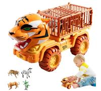 Animal Truck - Tiger Cage Van, Safari Inertia Car | Jungle Rescue Vehicle, Kids Educational Animal Transporter, Wild Zoo Carrier Play Set For Boys Girls School Birthday Toy Prize