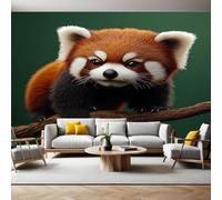 Animal Wall Mural 250 x 180 cm Cute red Panda Non-Woven Art Print Wallpaper Mural for Walls Living Room Bedroom TV Background Boys Girls Kids Rooms Decoration