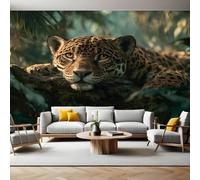 Animal Wall Mural Jungle Leopard Photo Poster Mural Wallpaper Non-Woven Premium Art Print Living Room Bedroom Nursery TV Background Home Decor 300 x 210cm