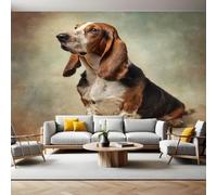 Animal Wall Murals for Living Room Basset Hound 3D Print Photo Wallpaper Luxury Design Modern Non-Woven Wall Mural Sofa TV Kids Bedroom Decoration 200 x 140cm