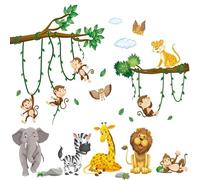 Animal Wall Stickers - 1 Sheet, 100 x 85 cm, for Adult Home Installation | Matte PVC, 1 sheet, 100 x 85 cm, self-adhesive, water-resistant, removable, indoor wall decor, adult application