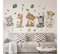 Animal Wall Stickers, Safari Nursery Decor with Jungle Animals, Removable Wall Decals for Kids Room, Playroom, Classroom, 30CM x 90CM