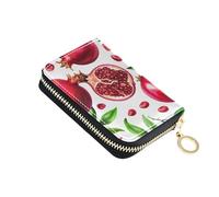 Animal Wallet for Women Zip Around Credit Card Wallets RFID Blocking Red Fruits Watercolor Pomegranates Zipper Wallet with Coin Pouch