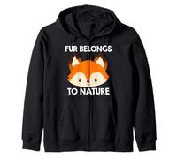 Animal Welfare FUR BELONGS TO NATURE Funny Animal Rights Zip Hoodie