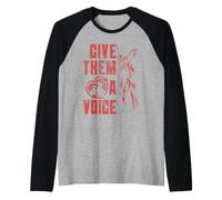 Animal Welfare GIVE THEM A VOICE Funny Animal Rights Raglan Baseball Tee