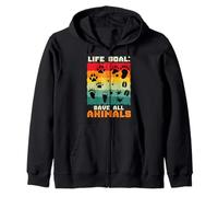 Animal Welfare LIFE GOAL SAVE ALL ANIMALS Animal Rights Zip Hoodie