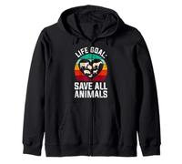 Animal Welfare LIFE GOAL SAVE ALL ANIMALS Animal Rights Zip Hoodie