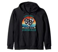 Animal Welfare LIFE GOAL SAVE ALL ANIMALS Animal Rights Zip Hoodie