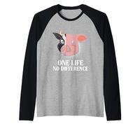 Animal Welfare ONE LIFE NO DIFFERENCE Funny Animal Rights Raglan Baseball Tee