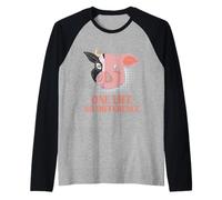 Animal Welfare ONE LIFE NO DIFFERENCE Funny Animal Rights Raglan Baseball Tee