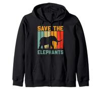 Animal Welfare SAVE THE ELEPHANTS Funny Animal Rescue Zip Hoodie