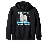 Animal Welfare SAVE THE POLAR BEARS Funny Animal Rights Zip Hoodie