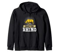 Animal Welfare SAVE THE RHINO Funny Animal Rescue Zip Hoodie