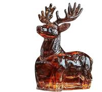 Animal Whiskey Glass Decanter，Elephant，Deer，Wolf Head，Owl Shape Wine Container,Exquisite Liquor Glass Bottle for Dad Husband ，Home Bars Decoration，120ml (Deer)