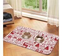 Animal Wilderness Bear Deer Absorbent Leather Pet Tablecloth Non-Slip Dining Pad For Puppy Kitten Food Water Bowls