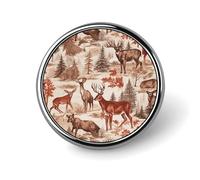 Animal Wilderness Bear Deer Badge Holder Exquisite Round Badge with Picture Pin DIY Button Badges Personalized Metal Button Pin Fashion Brooch Crafts Gifts Clothes Decorative Pins