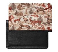 Animal Wilderness Bear Deer Passport Holder for Travel Document Holders PU Leather Credit Card Holder Minimalist Front Pocket Wallet Fashion Passport Wallet Cover Case Slim Bifold