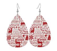 Animal Wilderness Bear Deer Printed Dangle Leather Earrings, Reversible Statement Jewelry with Silver Plated Hooks