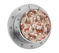 Animal Wilderness Bear Deer Timer,Chef Cooking Timer Clock, Countdown Reminder No Batteries Required- Exquisite Stainless Steel Body for Exercise Outdoors
