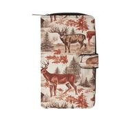 Animal Wilderness Bear Deer Wallet Multifunctional Leather Wallets for Men Compact Long Wallet Credit Card Holder Passport Bag