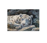 Animal Wildlife White Tiger Cool Poster Canvas Art Wall Decor Posters & Prints Paintings for Bedroom Living Room Decor for Mens Women Framed Unframed 20x30inch(50x75cm)