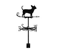 Animal Wind Vane Roof Mount 15.8- Inch Weathervane with Dog Iron Ornament Stainless Steel Spray Paint Decorations for Outdoor Yard Garden, Chihuahua