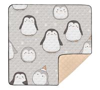Animal Winter Penguin Grey Cute Foldable Baby Floor Play mat for Floor Comfortable Foldable Baby Kick Crawling Mat for Babies Infants Toddlers, 50'' x 50''gimnasio de actividades para