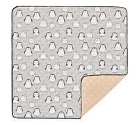 Animal Winter Penguin Grey Large Sturdy Baby Gym & Activity Mat for Indoor Outdoor Cozy Breathable Travel Play Mat for Baby Toddler Infant, 50'' x 50''