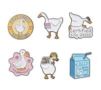 Animal with Knife Enamel Brooch Pin Set, 6Pcs Cute Goose Letter Lapel Pin Funny Words Set, Milk Carton Goose Gift Lapel Badge, Backpack Clothes Decoration Jewelry Gifts For Friends Kids Men Women