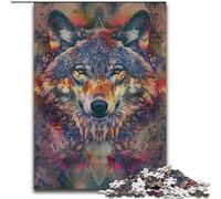 Animal Wolf Art 1000 Pieces Jigsaw Puzzle for Adults& Teens, Pattern Assembly Fun at Home Activities, Birthday Present,Travel Gifts (26x38cm)