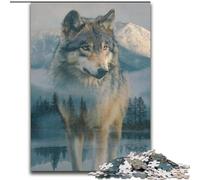 Animal Wolf Art Jigsaw Puzzles 1000 Pieces for Adults Teens, Family Activity Fun at Home Activities, Birthday Present,Travel Gifts (26x38cm)