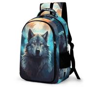 Animal Wolf Backpack Wolves Print School Bag Travel Daypack Rucksack Kids Bookbag Waterproof Computer Bag Schoolbag for Teen Girls