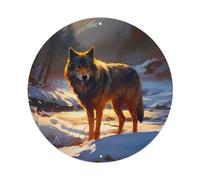 Animal Wolves in The Sunset Artwork Metal Tin Sign