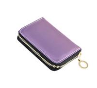 Animal Women Wallet Leather Credit Card Protector RFID Blocking Purple Gradient Zipper Travel Wallet with Key Ring