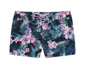 Animal Womens Aurora Floral Board Shorts - Dark Blue - 6 UK - Dark Blue - 91% Recycled Polyester/9% Elastane