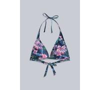 Animal Women's 'Iona' Stretchy Saltwater Resistant Halter Neck Printed Bikini Top in Dark Blue | Size: 20 Animal Dark Blue 20