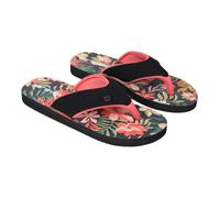 Animal Womens Leaf Print Recycled Flip Flops - Bright Orange - 4 UK - Bright Orange - 100% Mixed