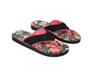 Animal Womens Leaf Print Recycled Flip Flops - Bright Orange - 5 UK - Bright Orange - 100% Mixed