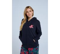 Animal Women's 'Maya' Stylish Cotton Graphic Hoodie Lightweight Full Zip Sweatshirt in Navy | Size: 6 Animal Navy 6