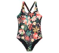 Animal Womens Mia Leafy Floral Cross Back One Piece Swimsuit - Black - 6 UK - Black - 85% Recycled Polyester/15% Elastane