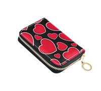 Animal Women's Wallet Leather Card Holder Wallets RFID Blocking Bold Red Hearts White Black Coin Purse Pouch with Zipper