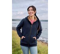 Animal Women's 'Zuri' Full Zip Lightweight Fleece Lined Cotton Relaxed Fit Hoodie in Navy | Size: 8 Animal Navy 8