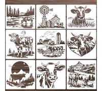 Animal Wood Burning Stencils for Painting Cow Stencil Reusable Farmhouse Stencils for Crafts T-Shirt Fabric Wood DIY Decor