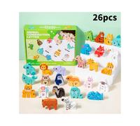 (Animal ) Wooden Alphabet Animal Blocks Educational Puzzle Toy Development Preschool Skill
