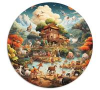 Animal World 1000 Pieces Round Jigsaw Puzzles Creative Puzzle Game for Unique Challenge Games Inspirational for Adults Kid 1000pcs (67.5x67.5cm)
