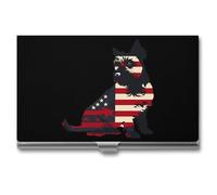 Animal World 4th of July Patriotic Dog Scottish Terrier Business Card Holder Metal Wallet Credit Card ID Case for Men Women