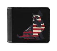 Animal World 4th of July Patriotic Dog Scottish Terrier PU Leather Wallets Stylish Bifold Wallet Slim Front Pocket Credit Card Holder for Women Men